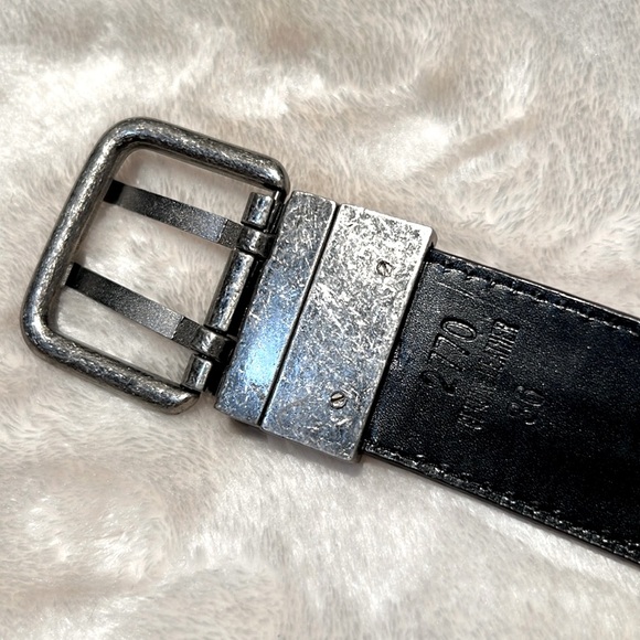 👖 VINTAGE GENUINE BROWN LEATHER SILVER & SILVER RIVETED BELT Women’s 36 - Picture 9 of 10